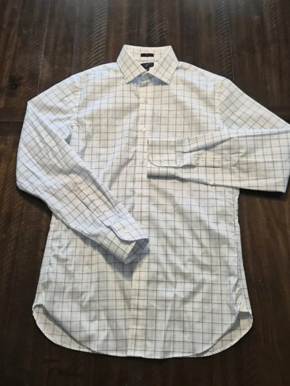 J.Crew Ludlow Slim Fit White Check Button-Down Dress Shirt Size 15/34 G327